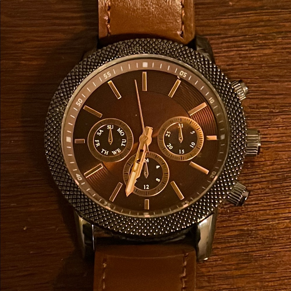 Rose Gold and Brown Leather Aldo Watch